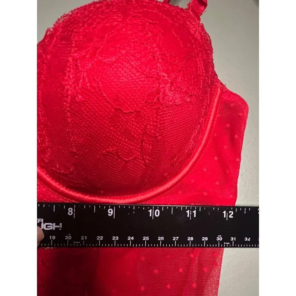 Secret Posessions Red Lingerie Babydoll 36/4C Women’s Lace Sheer Holiday Bride